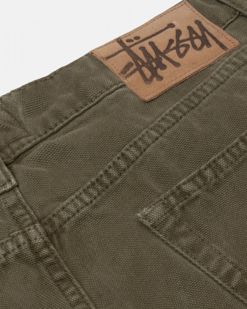 Olive Stussy Big Ol' Jean Washed Canvas Men Denim | ZGM-5415