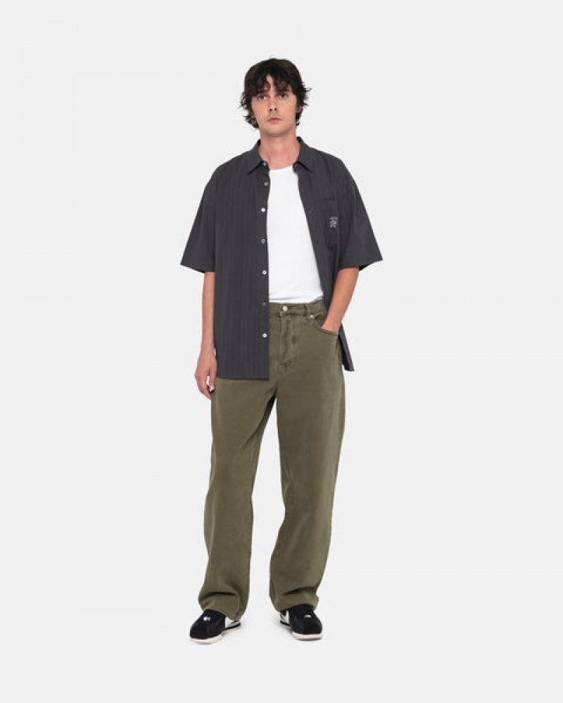 Olive Stussy Big Ol' Jean Washed Canvas Men Denim | ZGM-5415