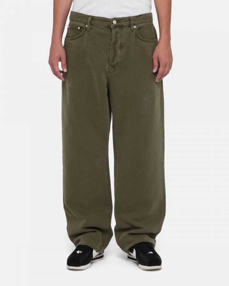 Olive Stussy Big Ol' Jean Washed Canvas Men Denim | ZGM-5415