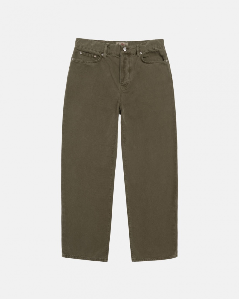 Olive Stussy Big Ol\' Jean Washed Canvas Men Pants | YYM-3737