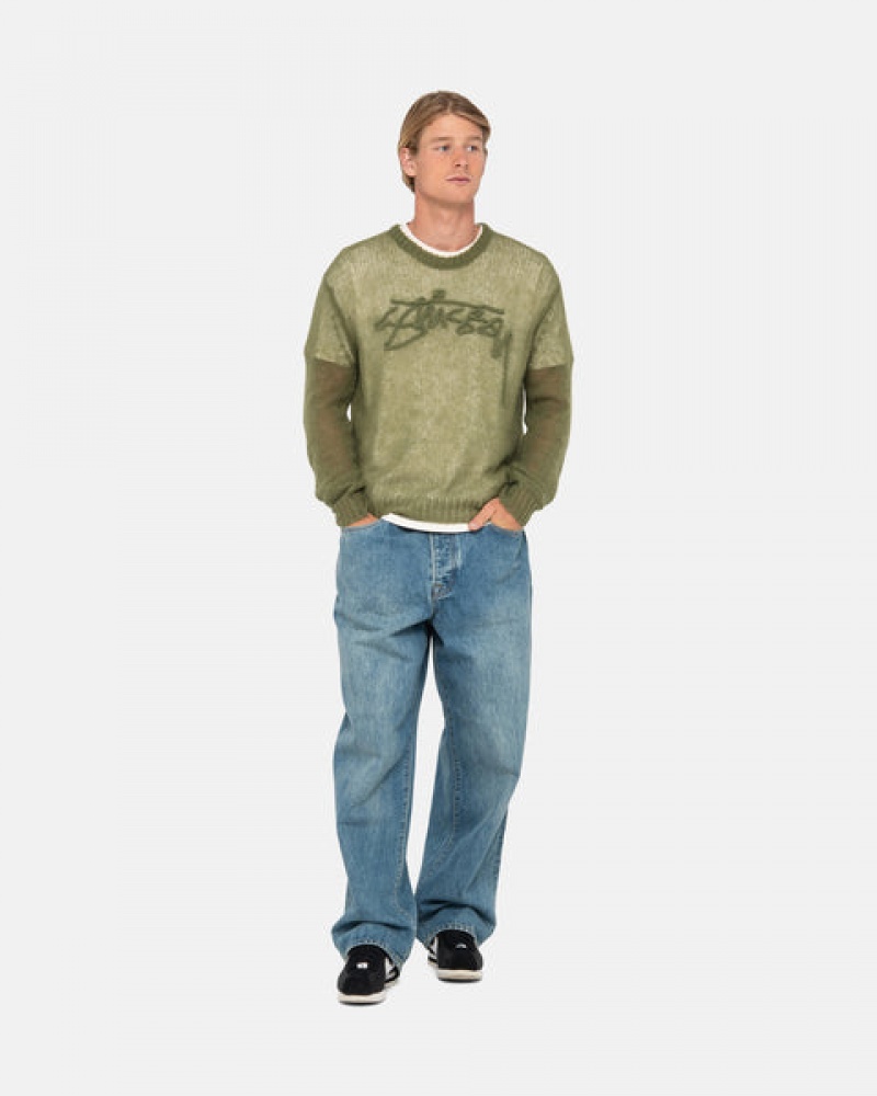 Olive Stussy Loose Knit Sweater Men Sweaters | KOG-4280