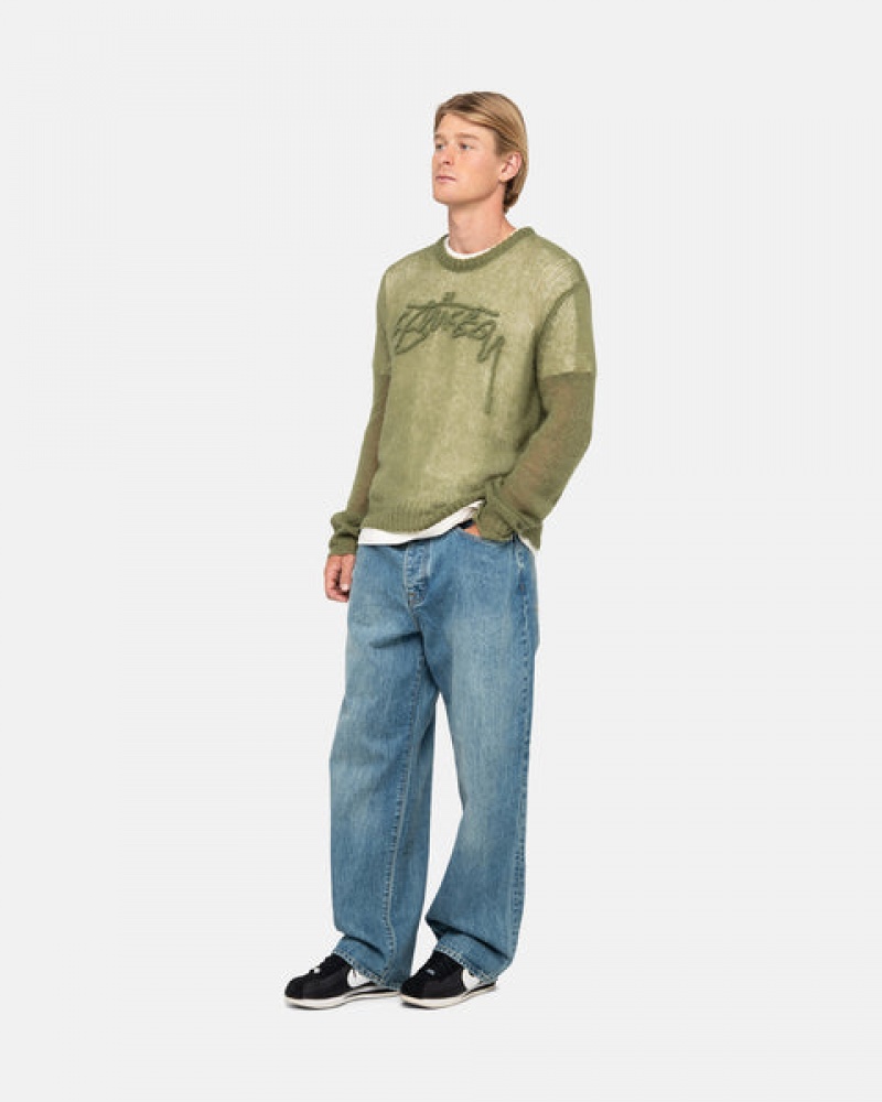 Olive Stussy Loose Knit Sweater Men Sweaters | KOG-4280