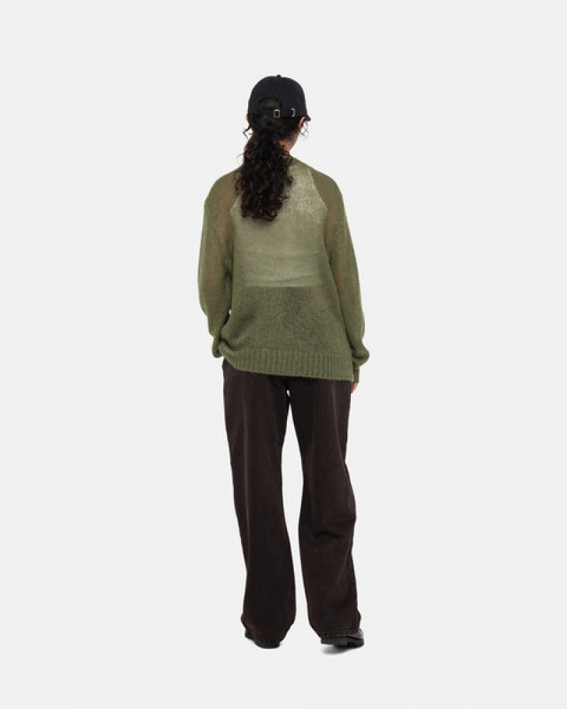 Olive Stussy Loose Knit Sweater Women Sweaters | HUG-1036