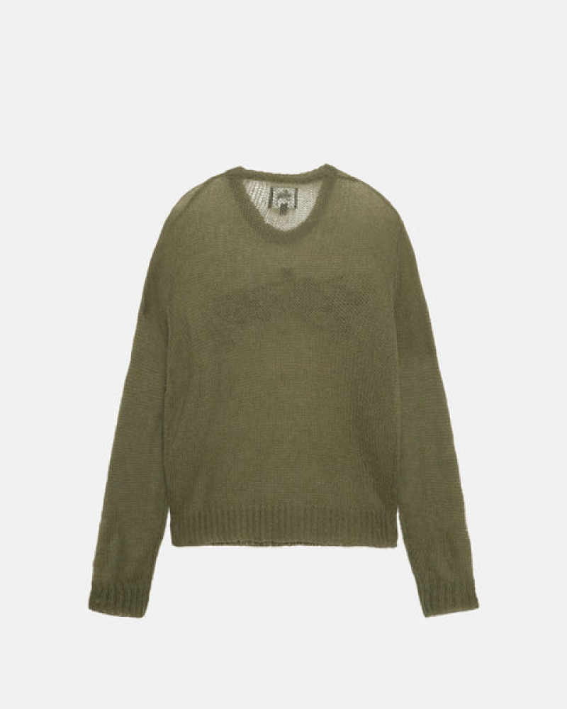 Olive Stussy Loose Knit Sweater Women Sweaters | HUG-1036