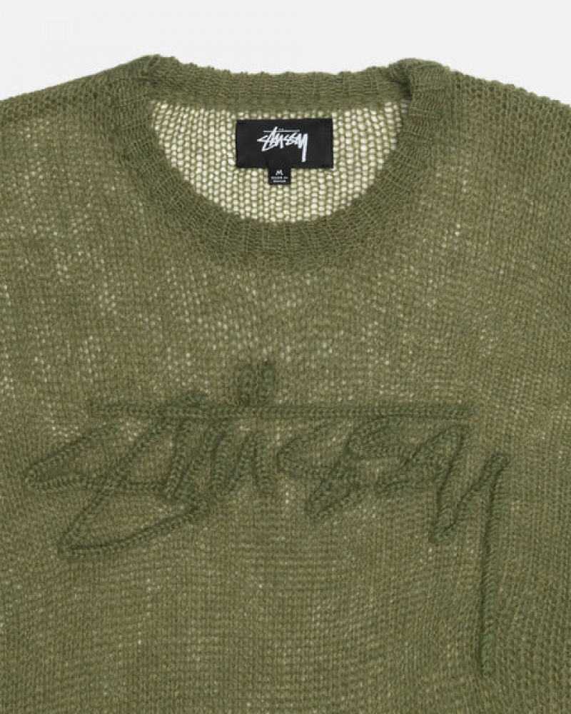 Olive Stussy Loose Knit Sweater Women Sweaters | HUG-1036