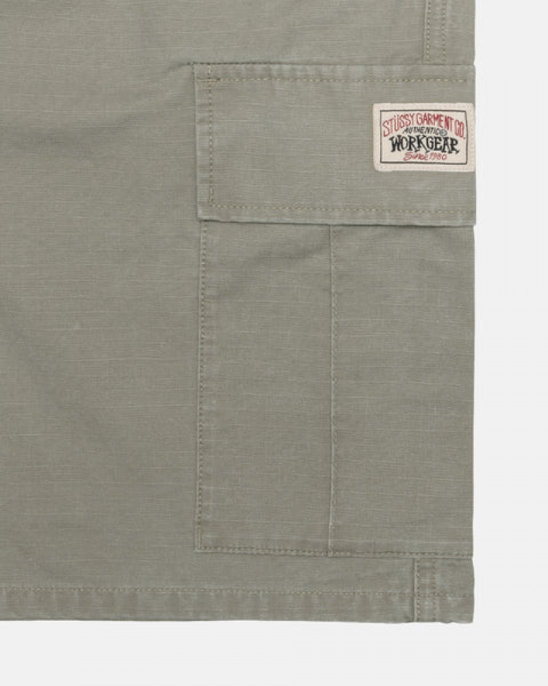 Olive Stussy Ripstop Cargo Beach Short Men Shorts | BYX-1651