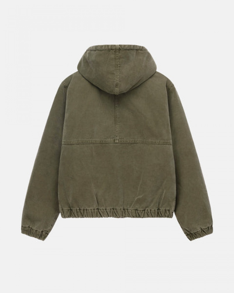 Olive Stussy Work Jacket Insulated Canvas Women Jackets | VIN-7468