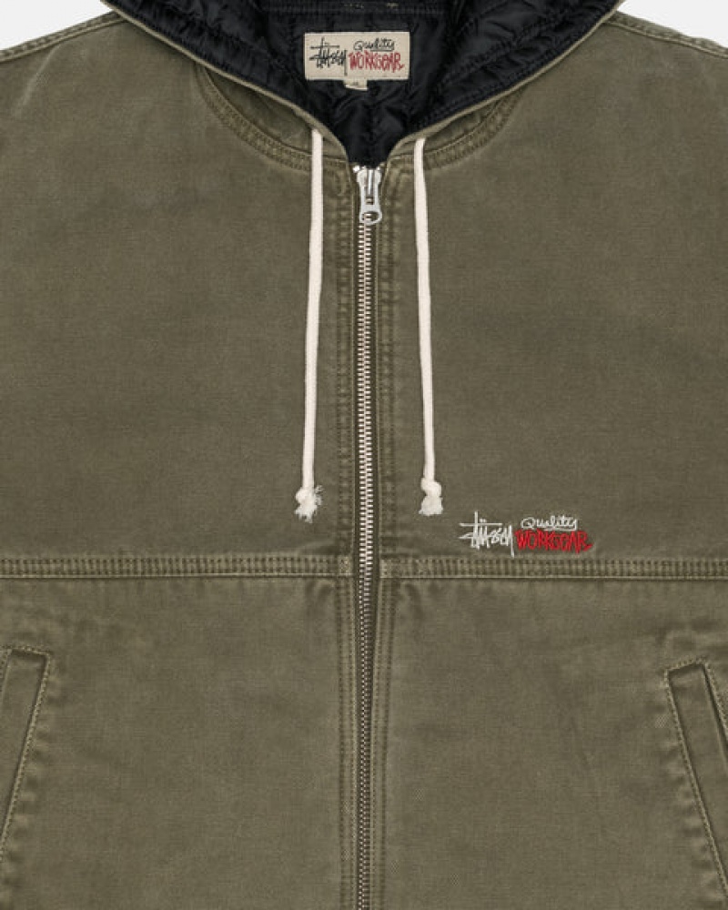 Olive Stussy Work Jacket Insulated Canvas Women Jackets | VIN-7468