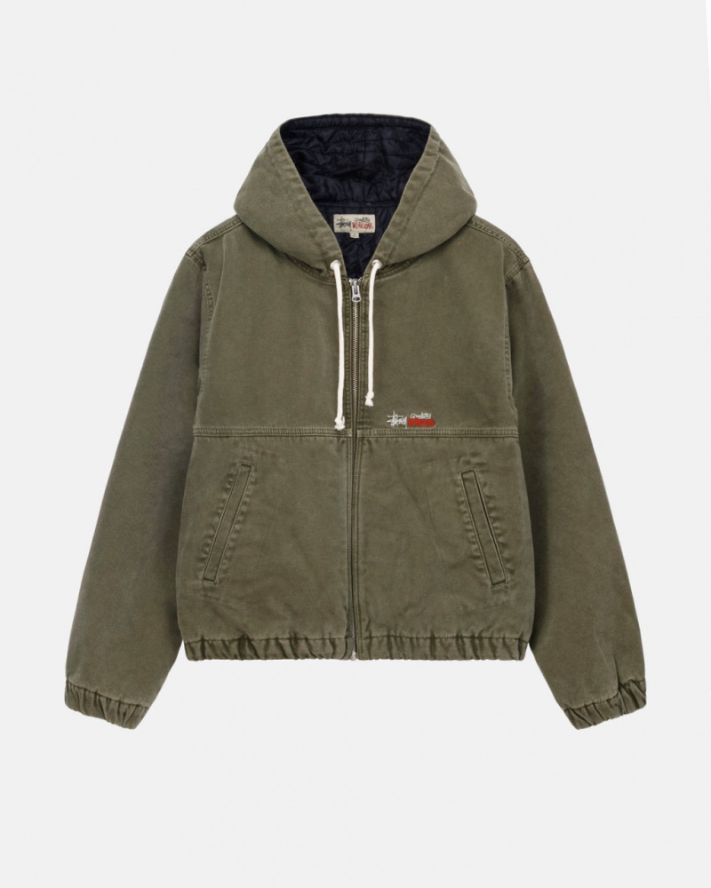 Olive Stussy Work Jacket Insulated Canvas Women Jackets | VIN-7468