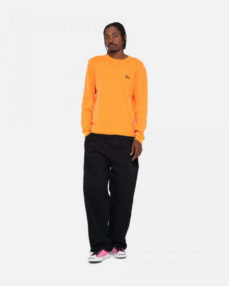 Orange Stussy Basic Stock Ls Thermal Men Tops | LKM-2084