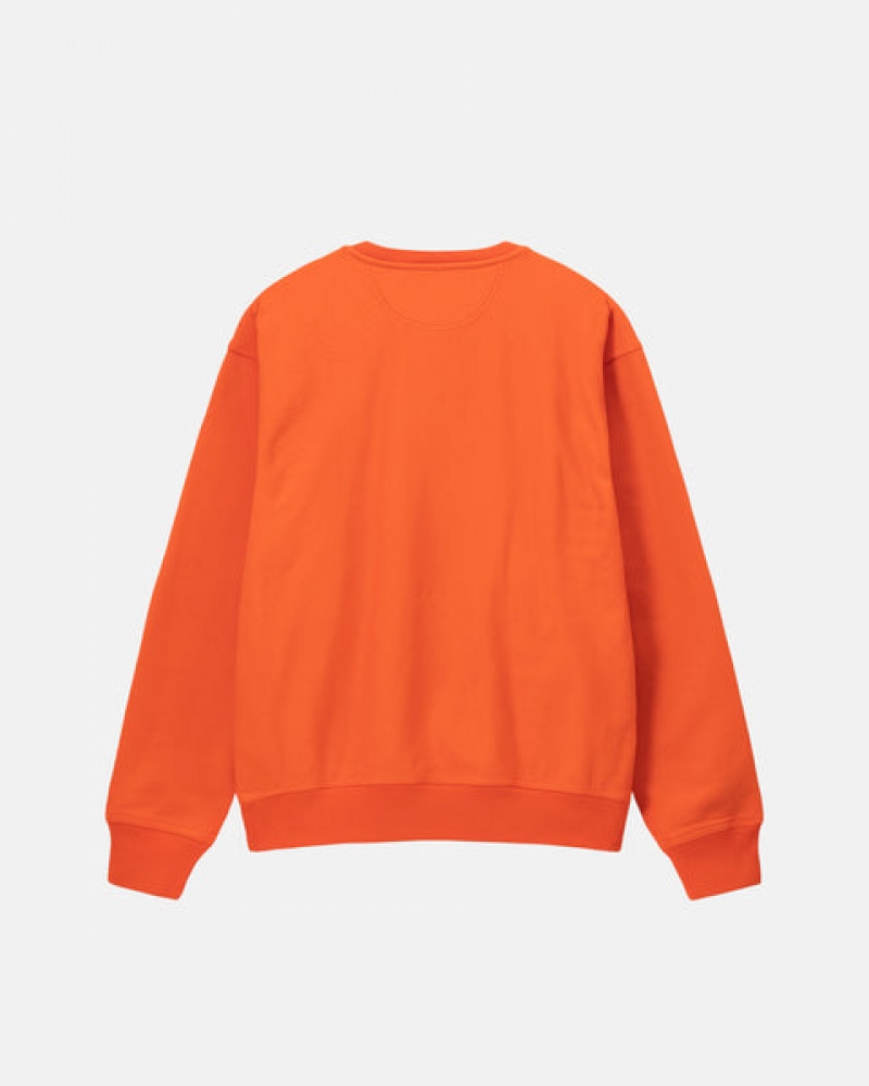 Orange Stussy Overdyed Stock Logo Crew Men Sweatshirts | XRR-8521