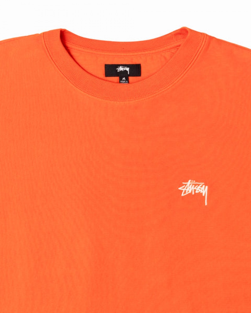 Orange Stussy Overdyed Stock Logo Crew Men Sweatshirts | XRR-8521