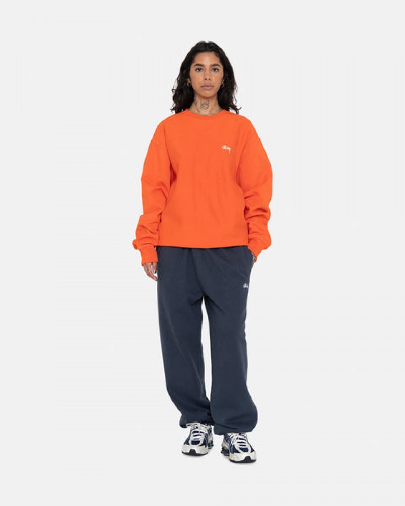 Orange Stussy Overdyed Stock Logo Crew Men Sweatshirts | XRR-8521