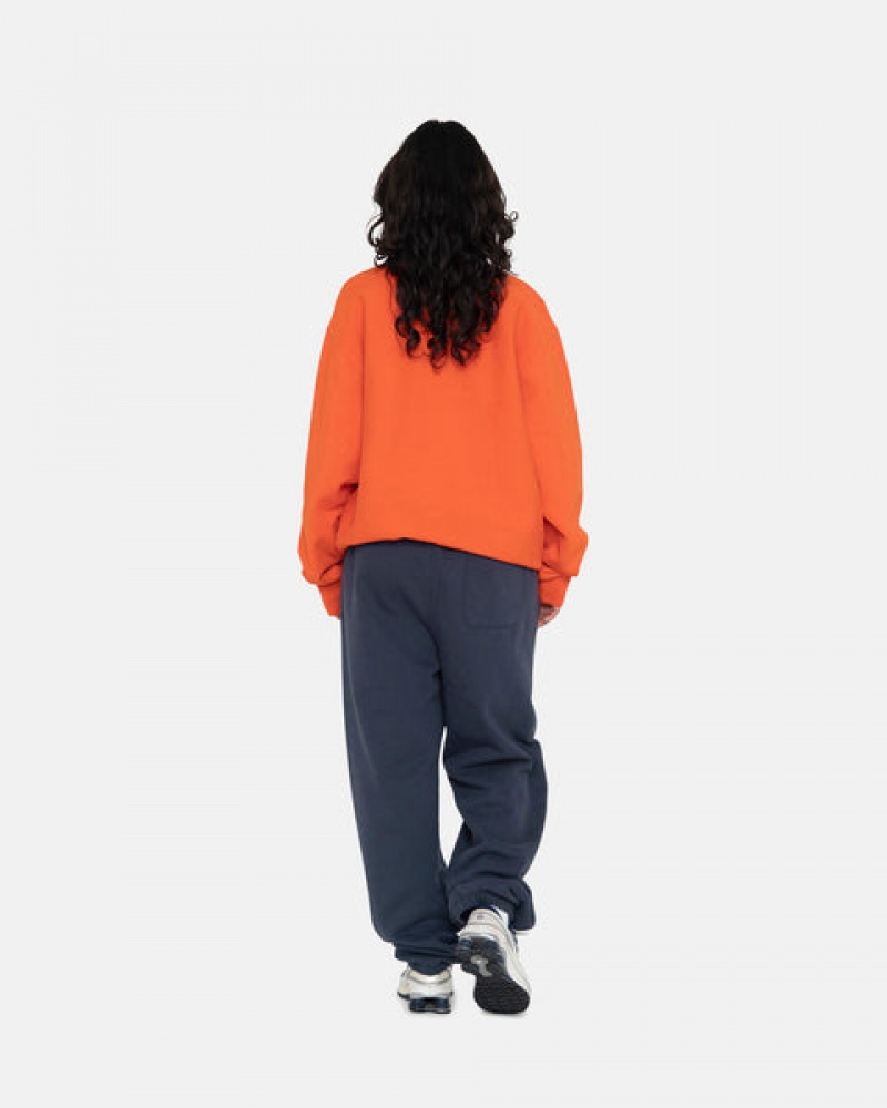 Orange Stussy Overdyed Stock Logo Crew Men Sweatshirts | XRR-8521