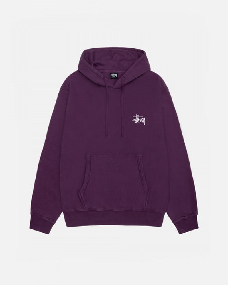 Purple Stussy Basic Stussy Hoodie Pigment Dyed Men Hoodie | MDH-4574