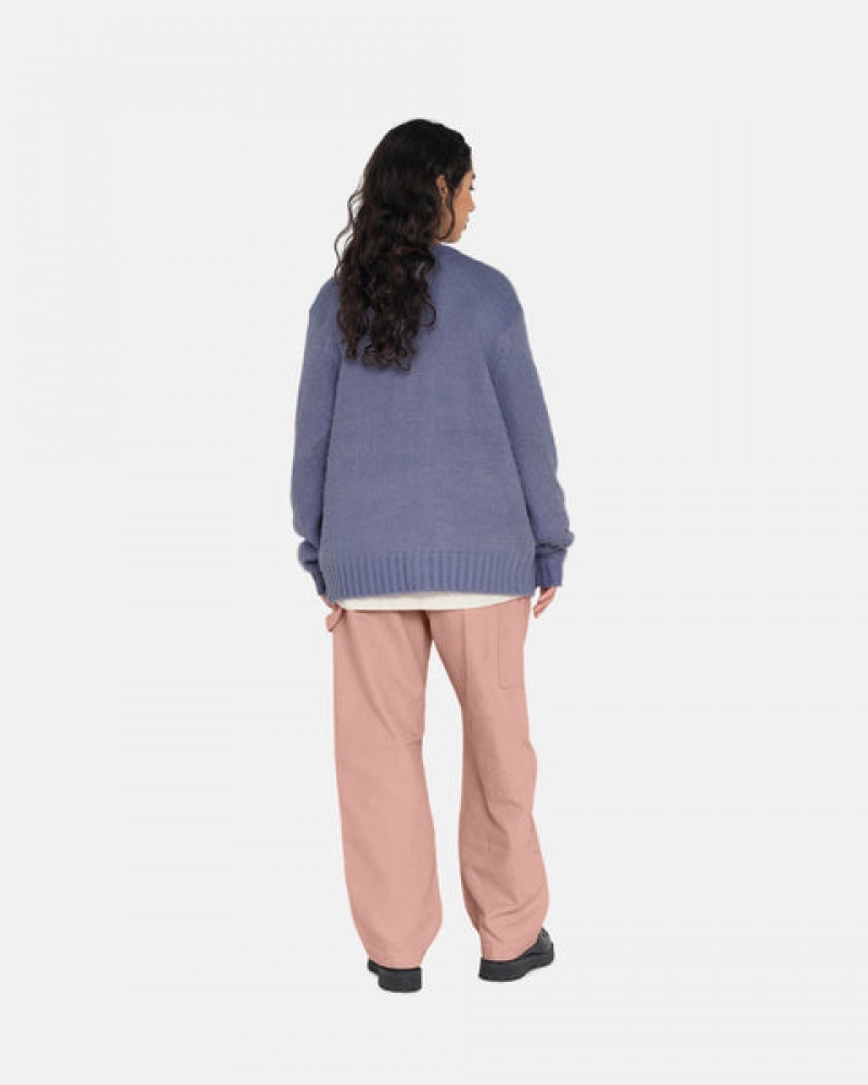 Purple Stussy Brushed Cardigan Women Sweaters | ZAR-0322