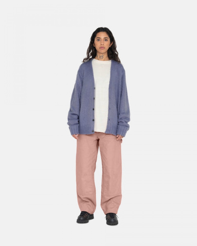 Purple Stussy Brushed Cardigan Women Sweaters | ZAR-0322