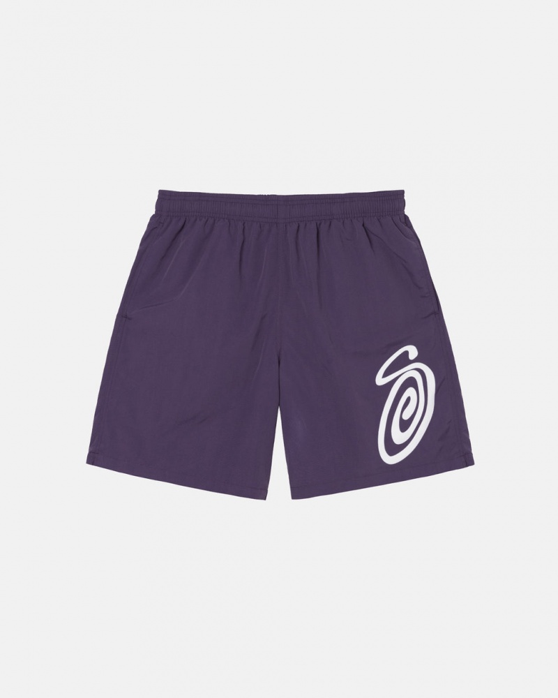 Purple Stussy Curly S Water Short Men Swimwear | RTG-5055