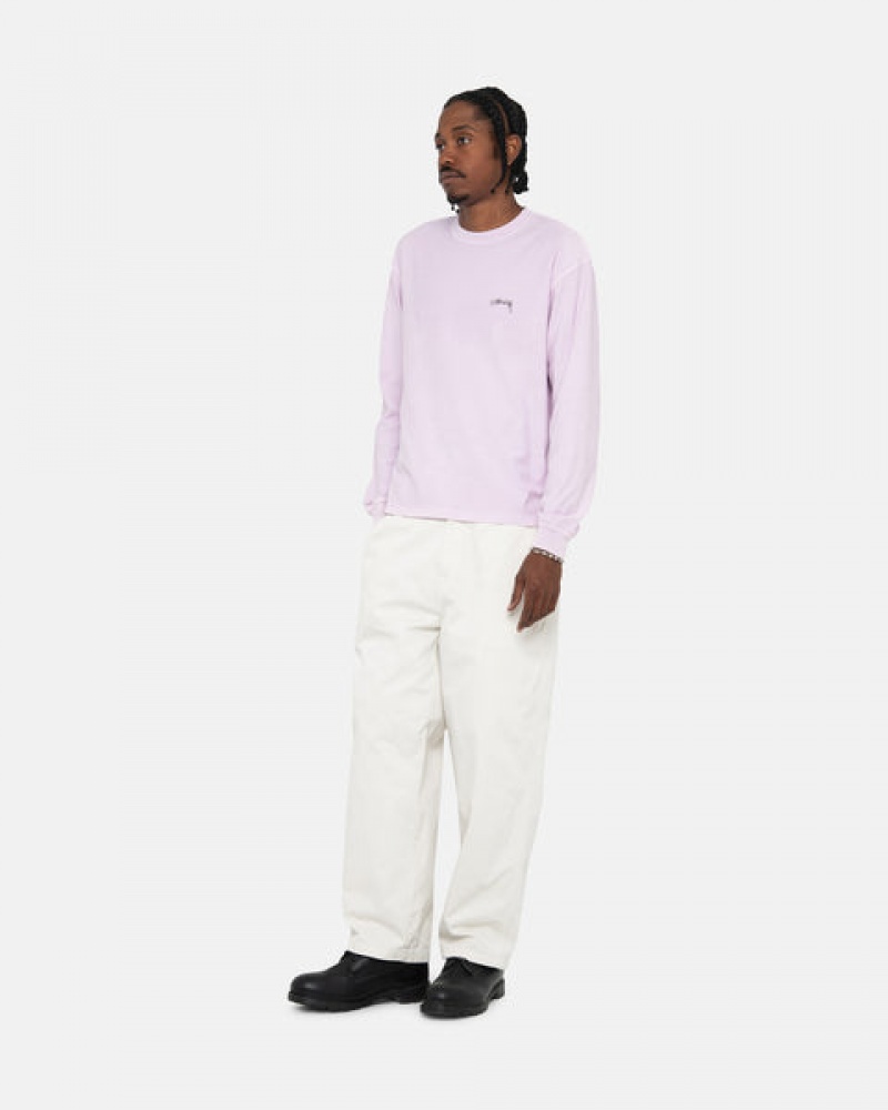 Purple Stussy Lazy Ls Tee Men T Shirt | ODX-4091