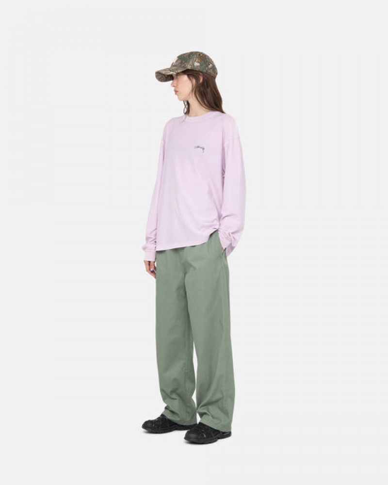 Purple Stussy Lazy Ls Tee Men T Shirt | ODX-4091