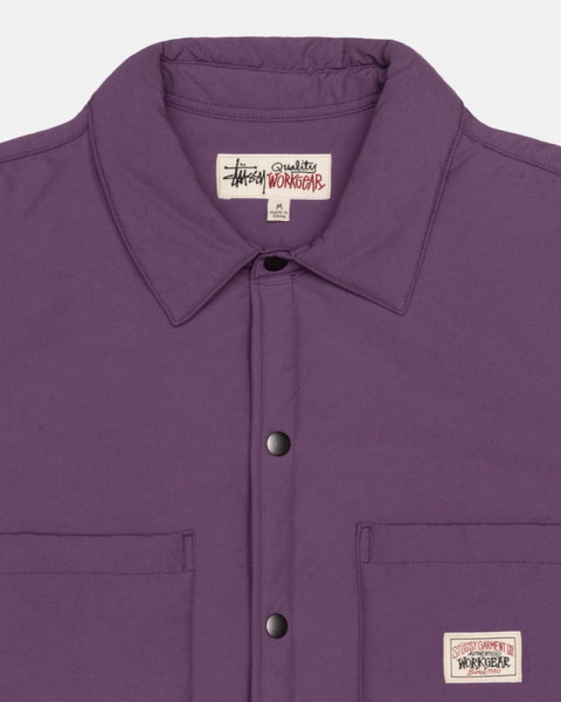 Purple Stussy Padded Tech Over Shirt Men Shirt Jackets | WOX-1999