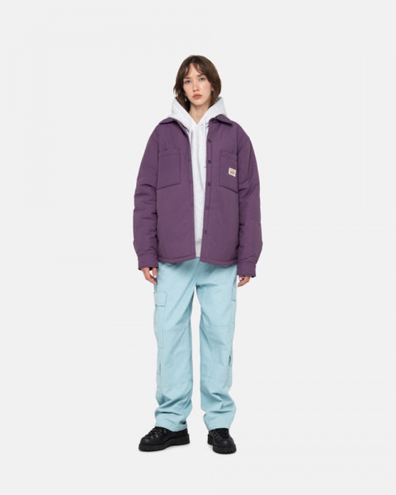 Purple Stussy Padded Tech Over Shirt Men Shirt Jackets | WOX-1999