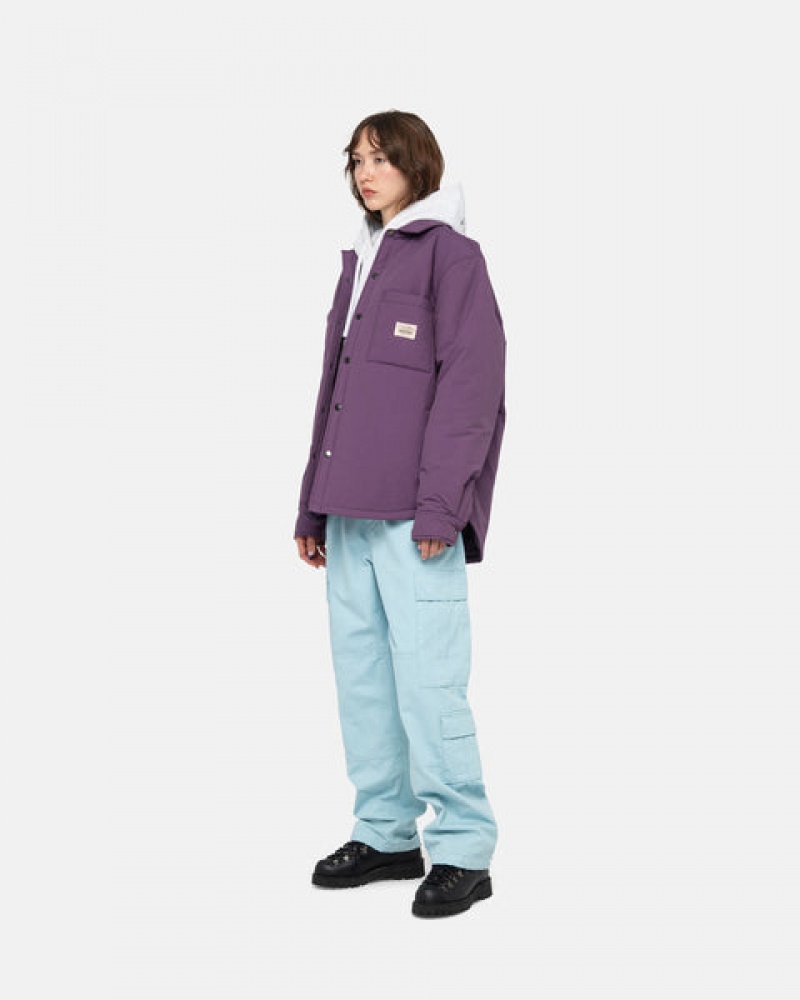 Purple Stussy Padded Tech Over Shirt Men Shirt Jackets | WOX-1999