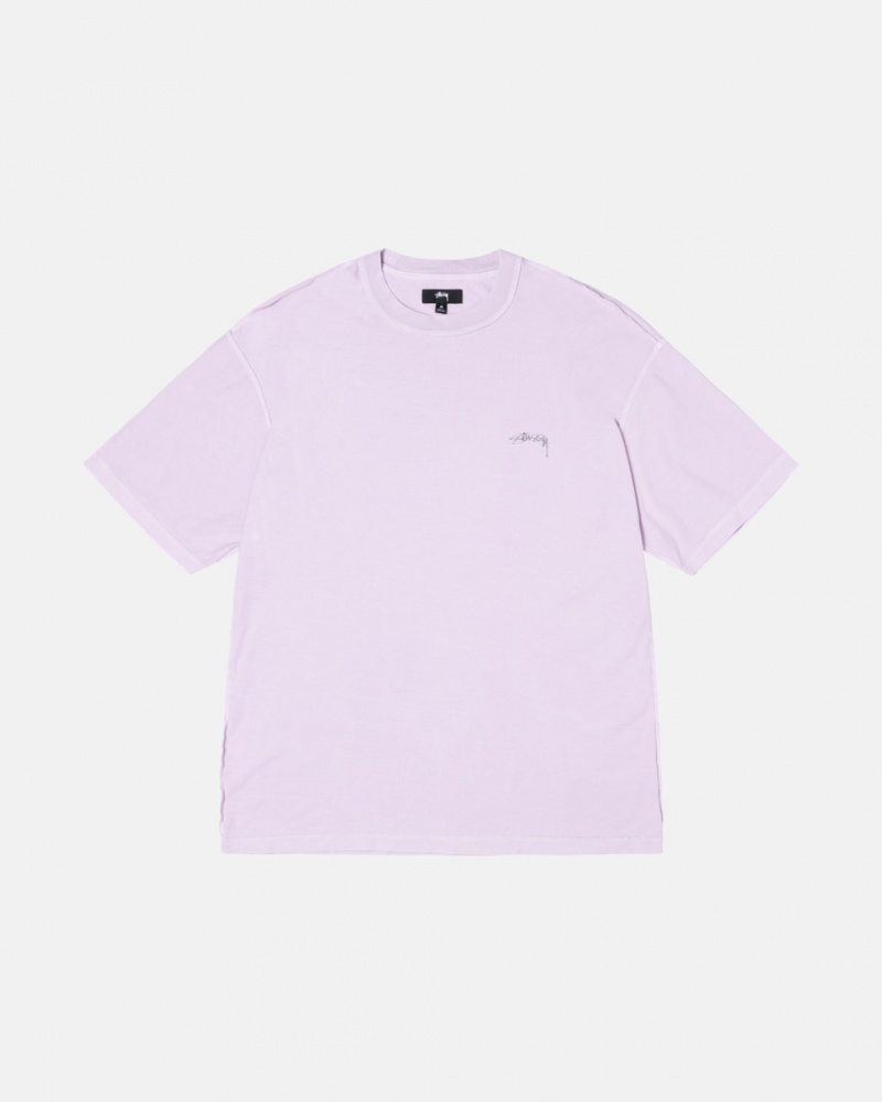 Purple Stussy Pig. Dyed Inside Out Crew Men Tops | QAP-9787