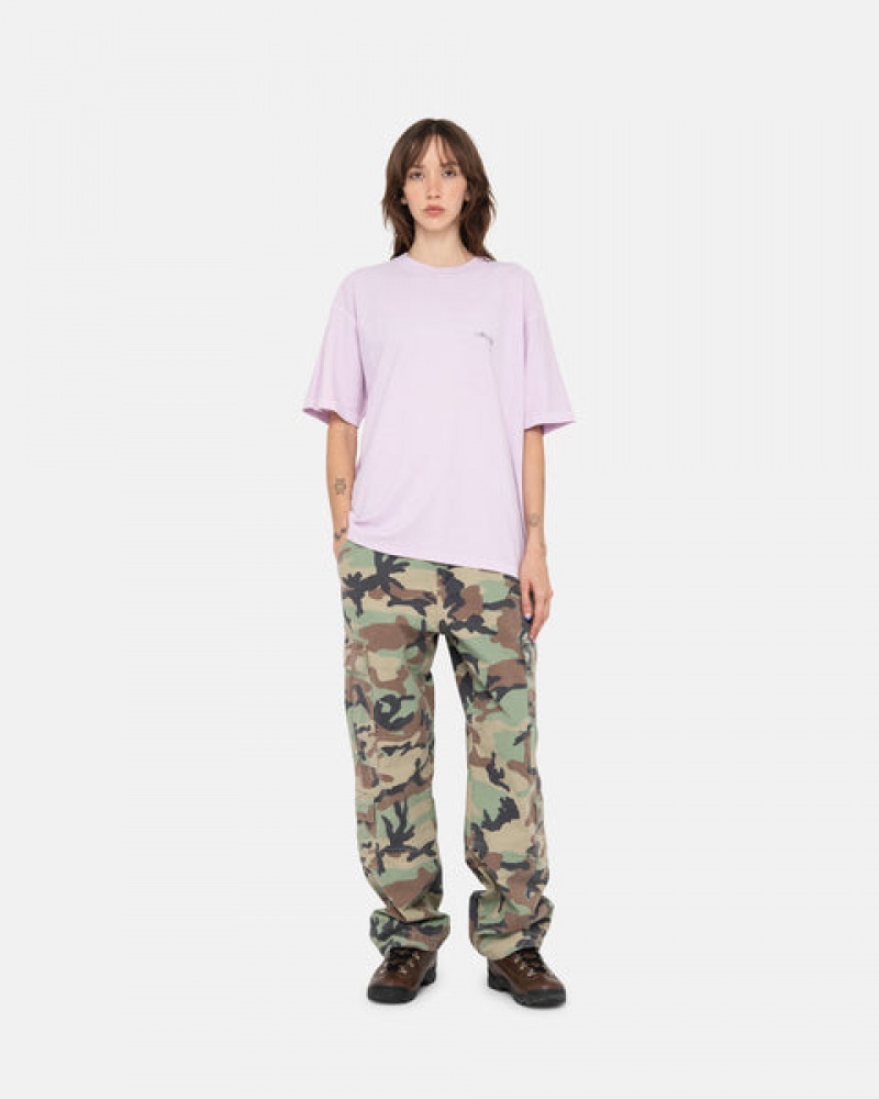 Purple Stussy Pig. Dyed Inside Out Crew Women T Shirt | QBL-2192