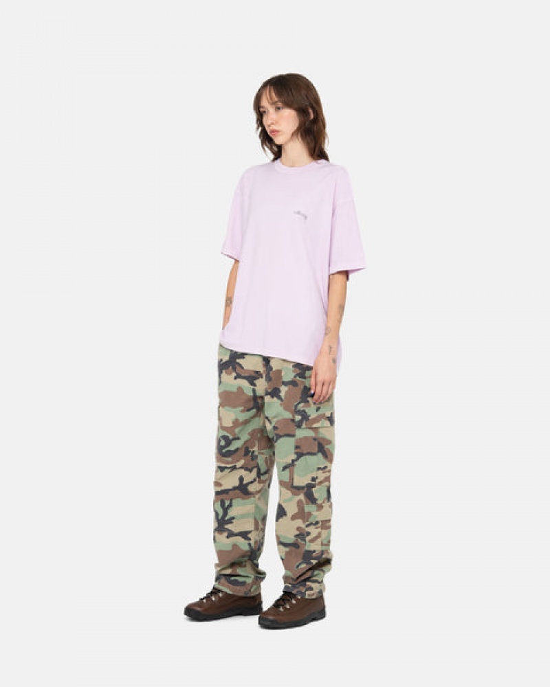 Purple Stussy Pig. Dyed Inside Out Crew Women T Shirt | QBL-2192