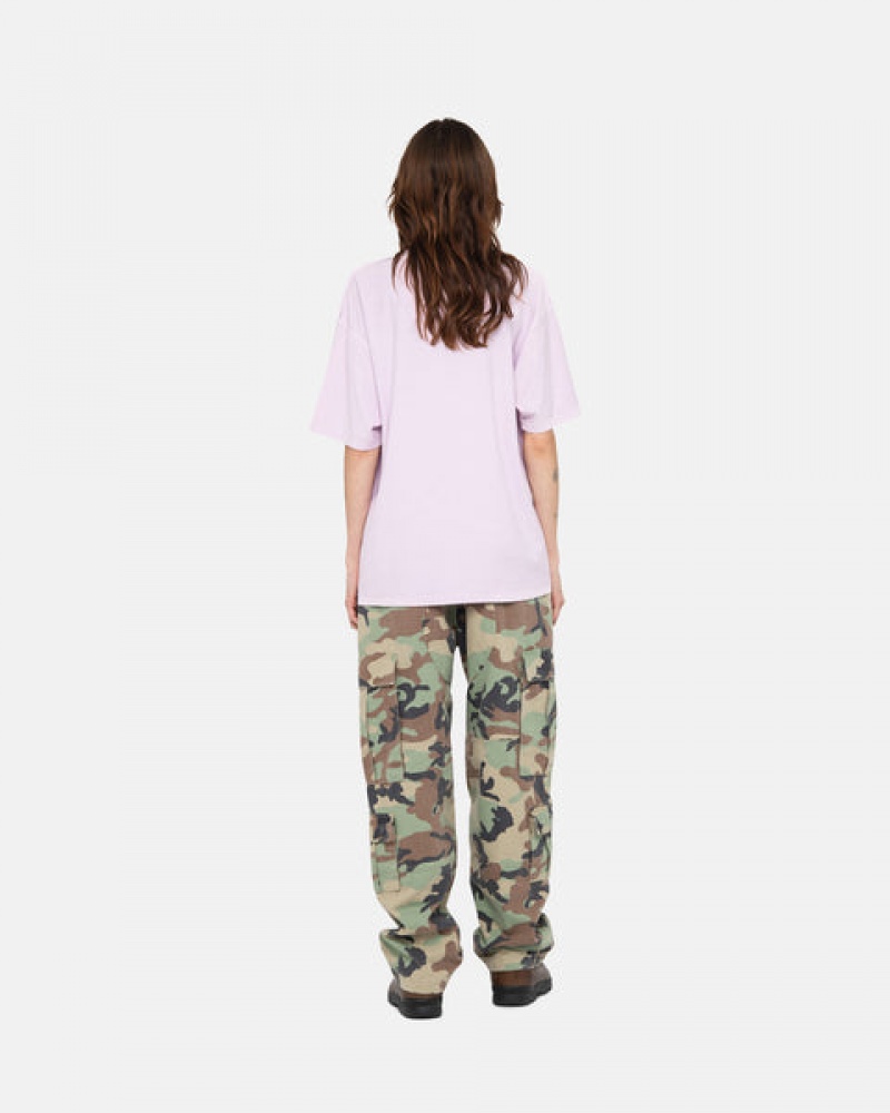 Purple Stussy Pig. Dyed Inside Out Crew Women T Shirt | QBL-2192