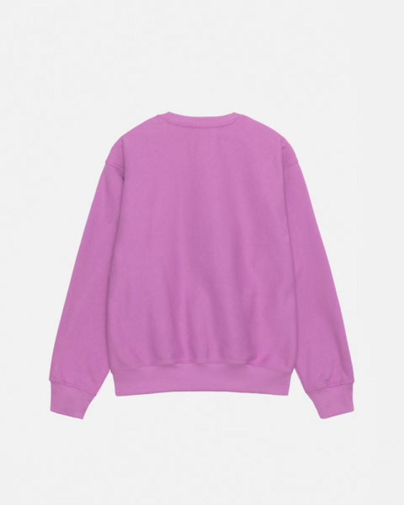 Purple Stussy Stock Logo Crew Women Sweatshirts | NEA-2765