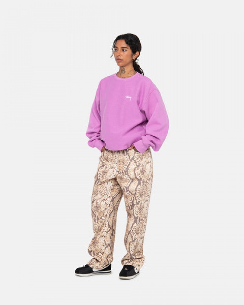 Purple Stussy Stock Logo Crew Women Sweatshirts | NEA-2765