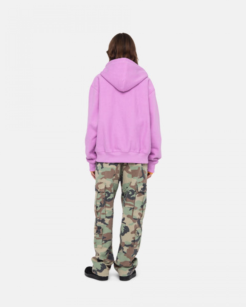 Purple Stussy Stock Logo Zip Hood Women Sweatshirts | NYP-7056