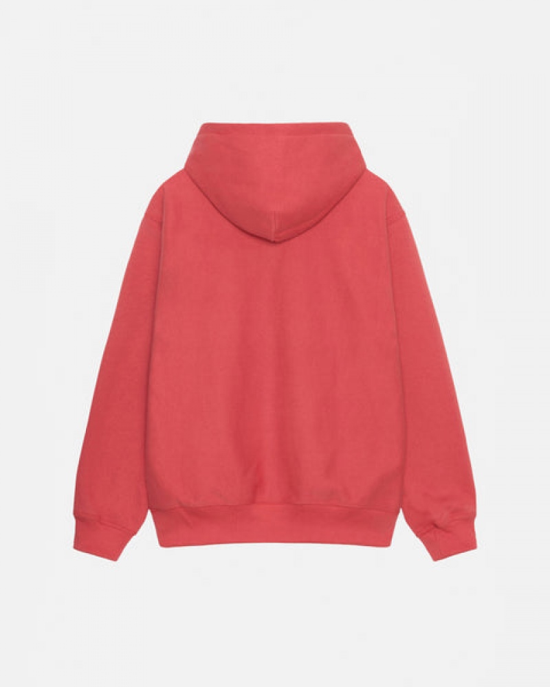 Red Stussy Basic Applique Hood Men Sweatshirts | ANZ-2709