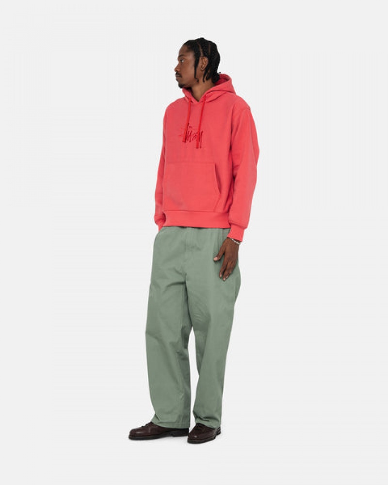 Red Stussy Basic Applique Hood Men Sweatshirts | ANZ-2709