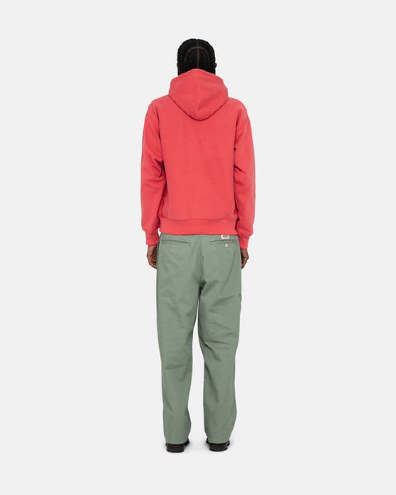 Red Stussy Basic Applique Hood Men Sweatshirts | ANZ-2709