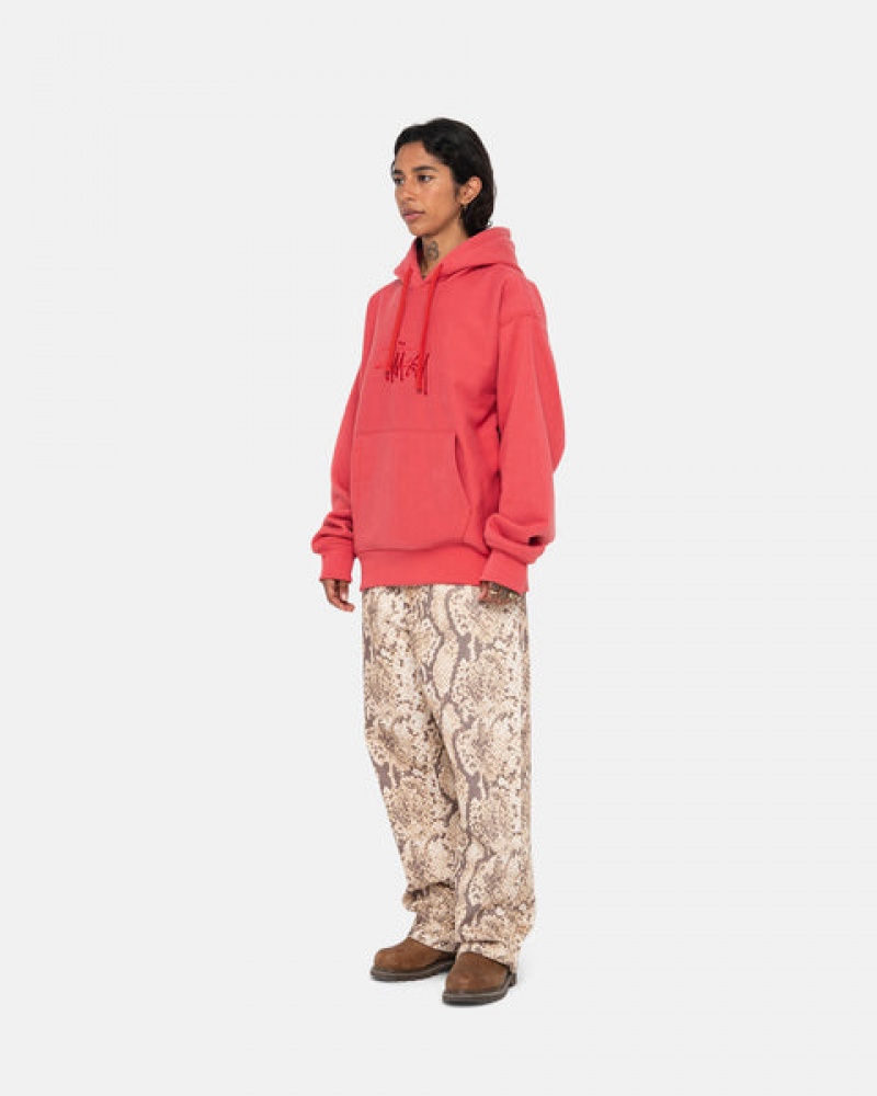 Red Stussy Basic Applique Hood Men Sweatshirts | ANZ-2709