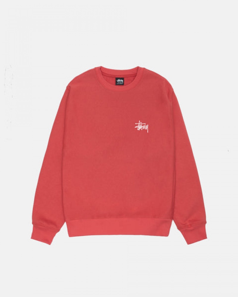 Red Stussy Basic Stussy Crew Men Sweatshirts | BXF-7445