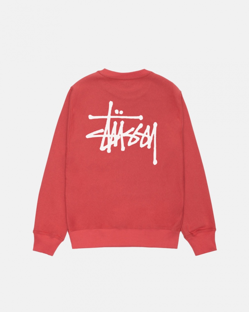 Red Stussy Basic Stussy Crew Men Sweatshirts | BXF-7445