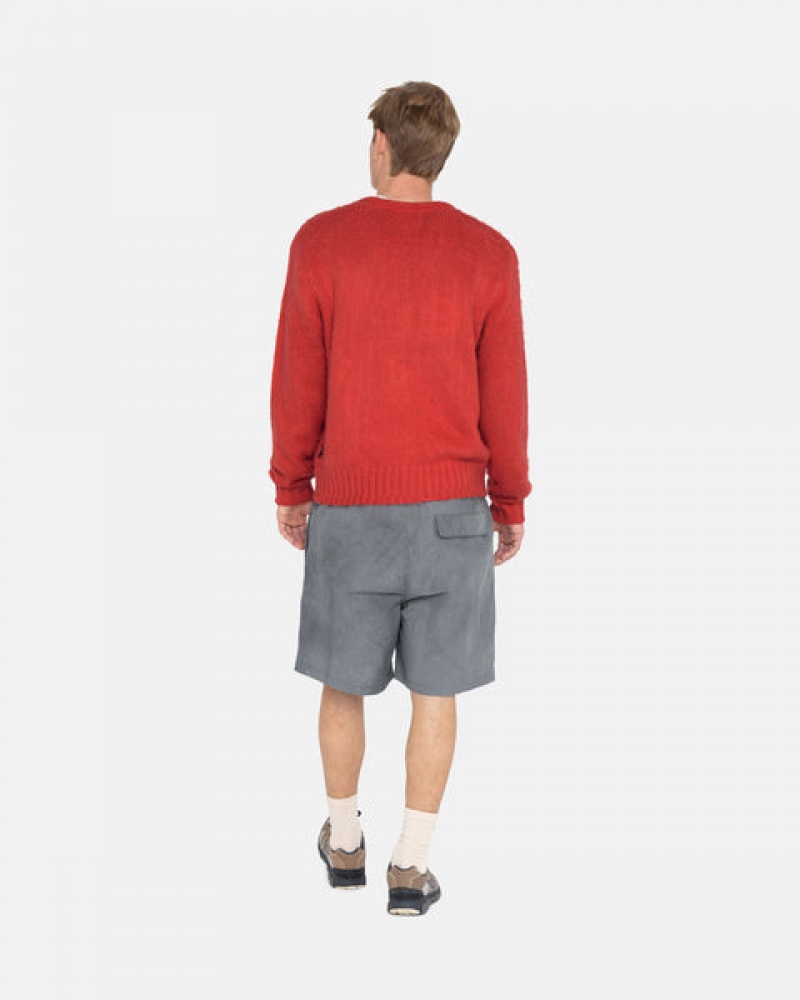 Red Stussy Brushed Cardigan Men Sweaters | JJU-9392