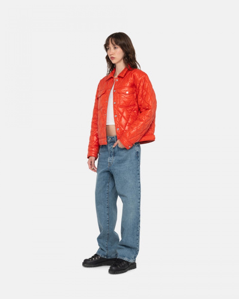 Red Stussy Ranch Jacket Quilted Nylon Men Jackets | PZM-0502