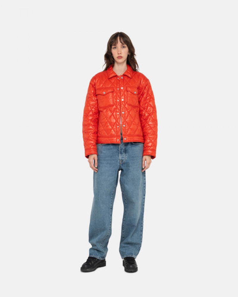 Red Stussy Ranch Jacket Quilted Nylon Men Jackets | PZM-0502