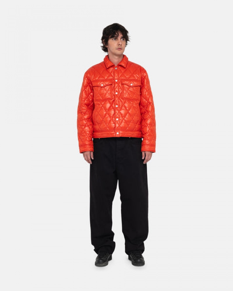 Red Stussy Ranch Jacket Quilted Nylon Men Jackets | PZM-0502