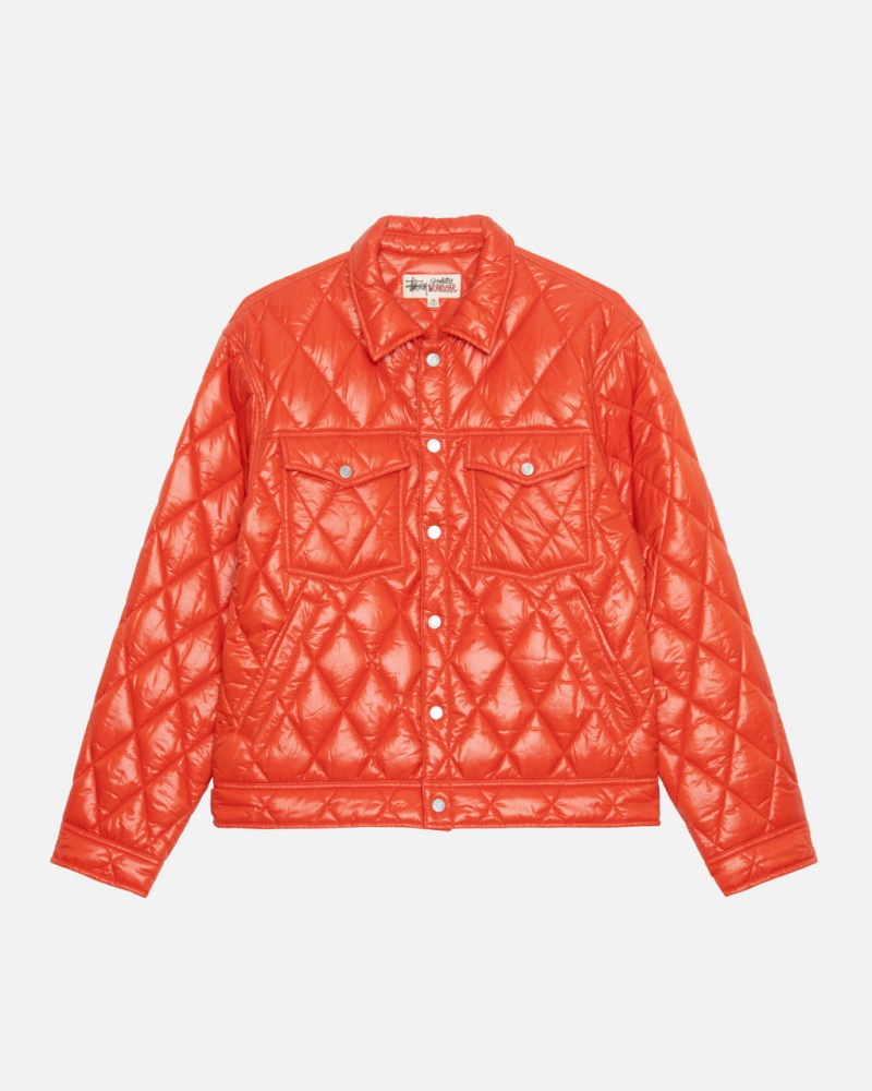 Red Stussy Ranch Jacket Quilted Nylon Men Jackets | PZM-0502