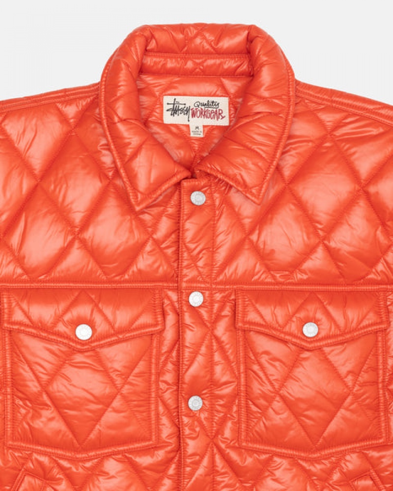 Red Stussy Ranch Jacket Quilted Nylon Women Jackets | XCJ-1475