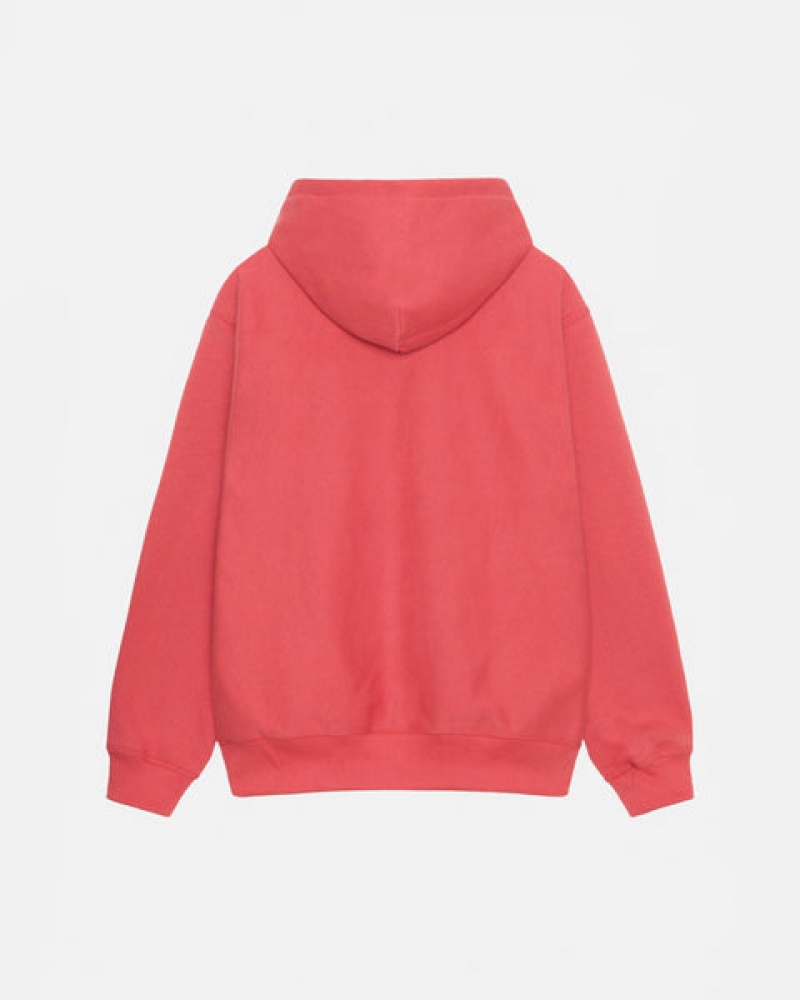 Red Stussy Stock Logo Applique Hood Women Sweatshirts | FED-5010