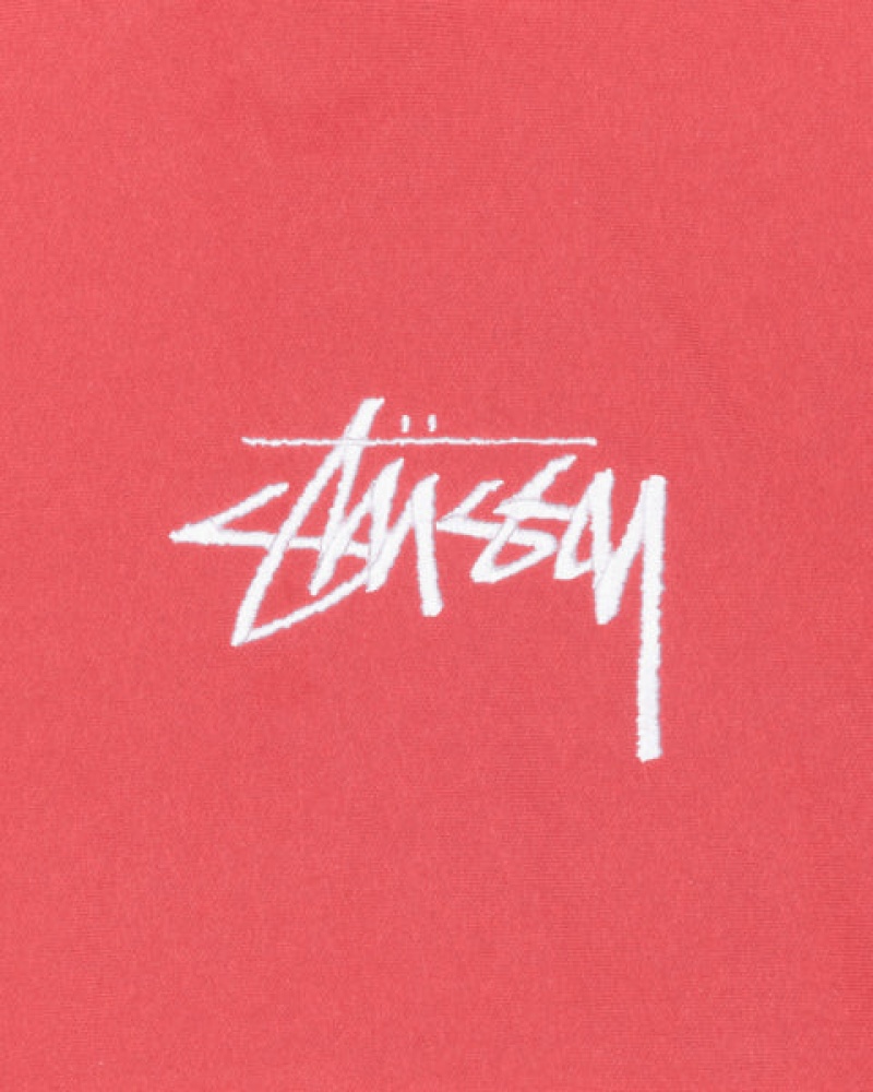 Red Stussy Stock Logo Applique Hood Women Sweatshirts | FED-5010