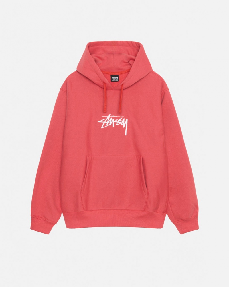 Red Stussy Stock Logo Applique Hood Women Sweatshirts | FED-5010