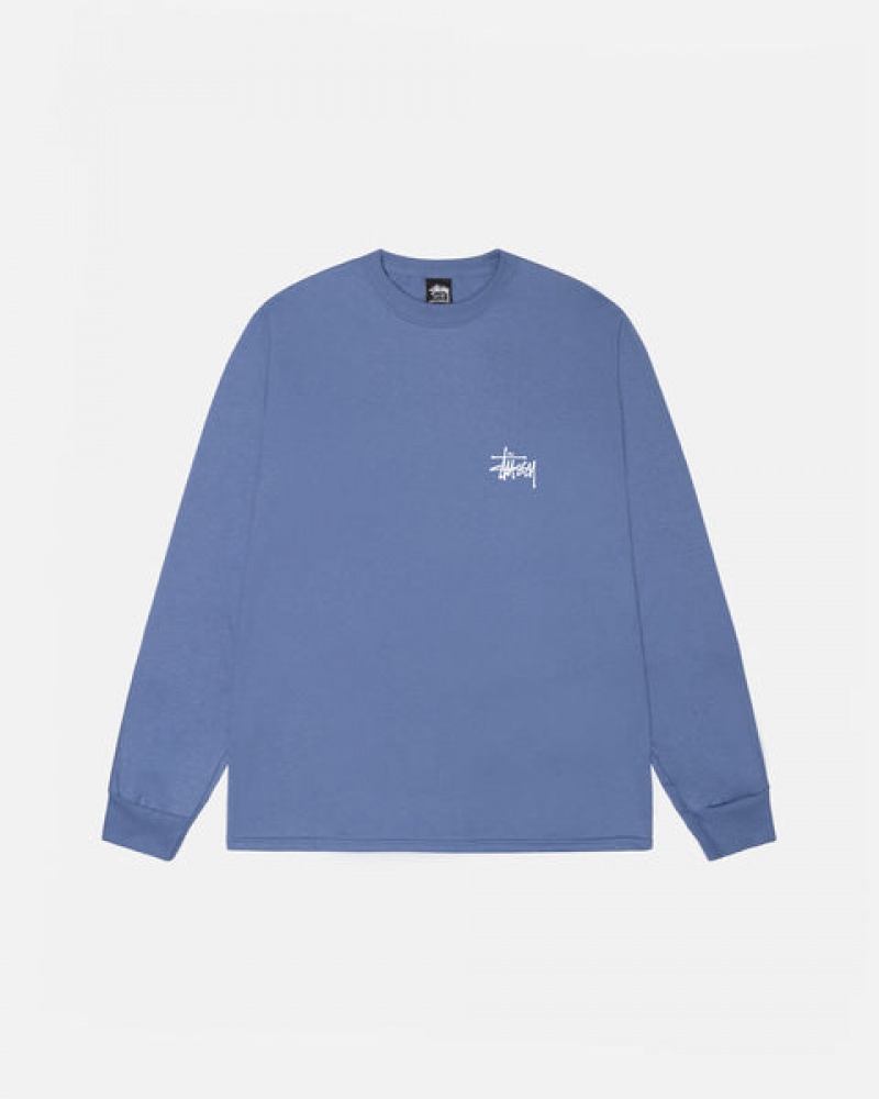 Royal Blue Stussy Basic Stussy Ls Tee Men T Shirt | QFN-7202